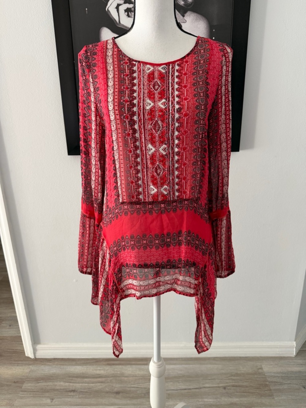 Sundance embroidered semi sheer top extra small